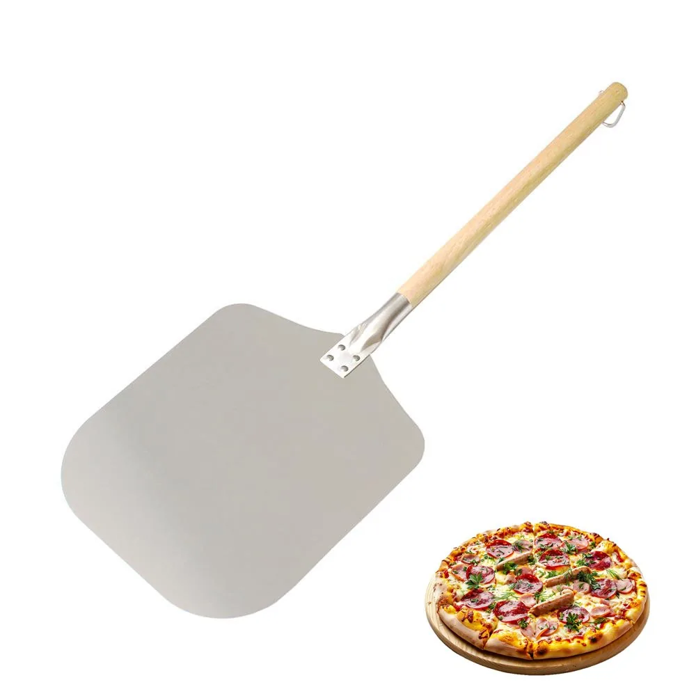 Paletta per pizza forata 30x35 cm con manico in legno - immagine 1