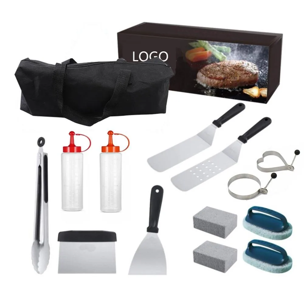Set da 13 pezzi per piastra con borsa portaoggetti - Acciaio inox - immagine 1