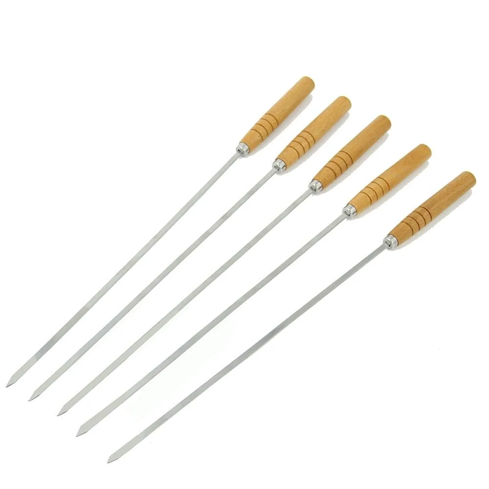 16インチ フラットBBQ串 木製ハンドル ステンレス製 卸売商品画像1
