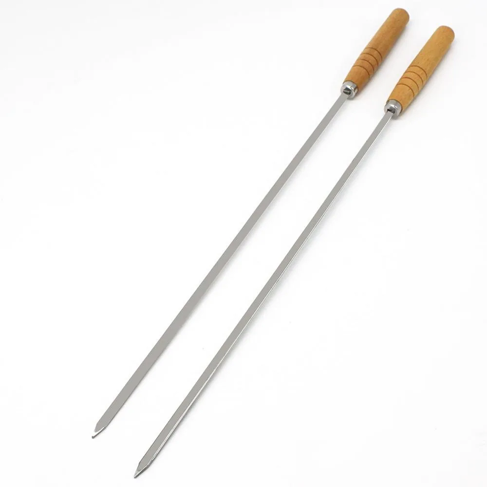 Xiên BBQ dẹt 16 inch cán gỗ inox 430 ảnh sản phẩm bán buôn 2