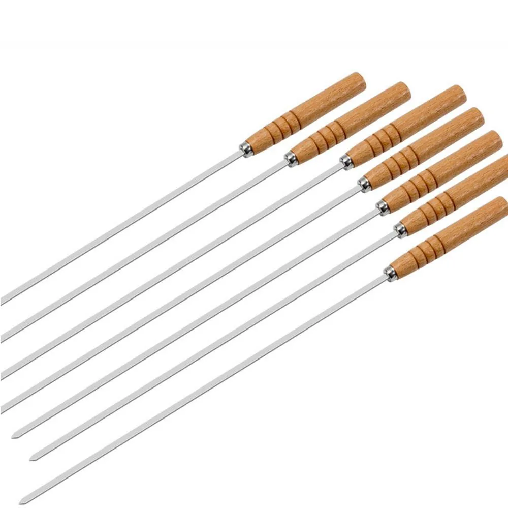 Xiên BBQ dẹt 16 inch cán gỗ inox 430 ảnh sản phẩm bán buôn 4