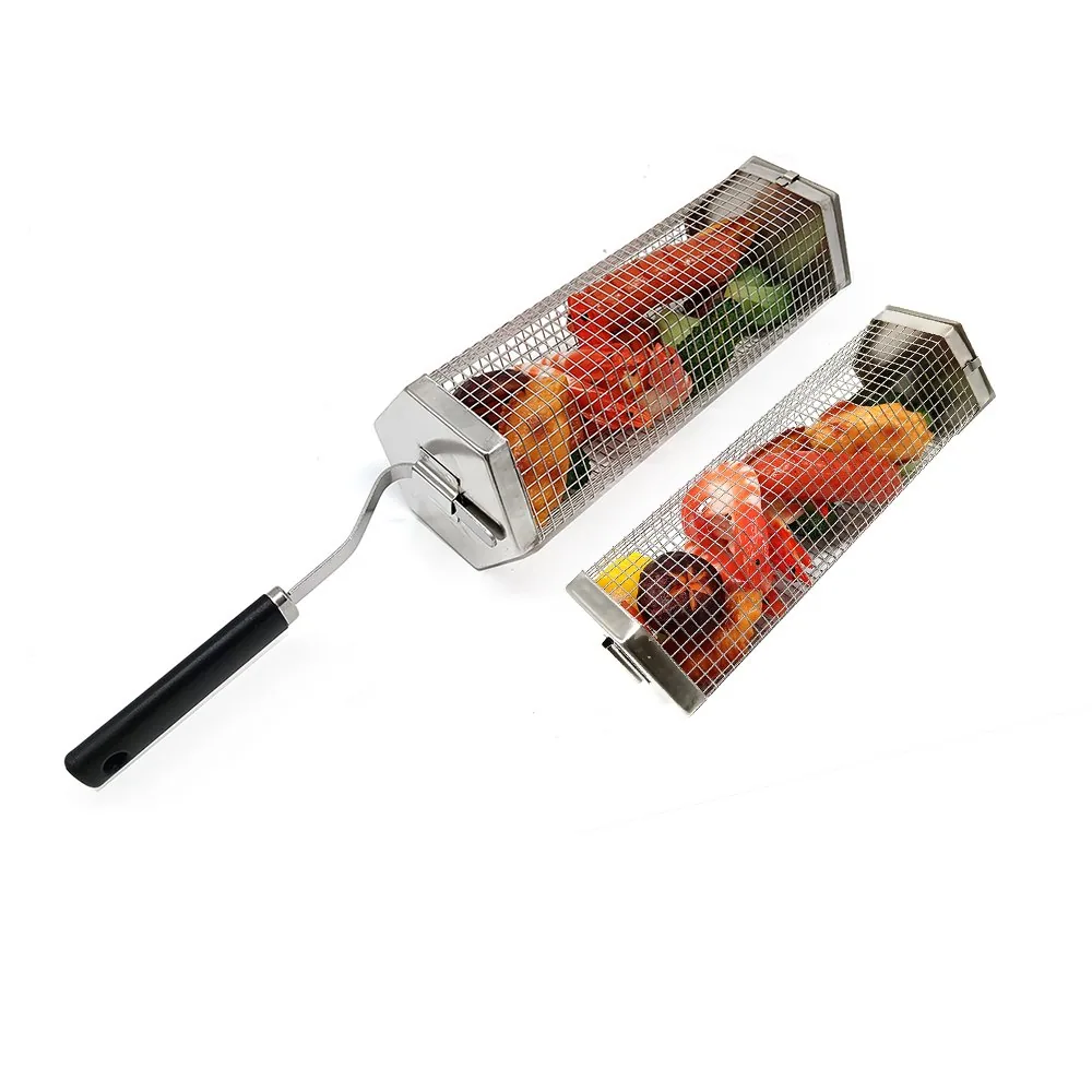 2個セット 六角形回転グリルバスケット ステンレス製BBQタンブルバスケット 卸売商品画像1