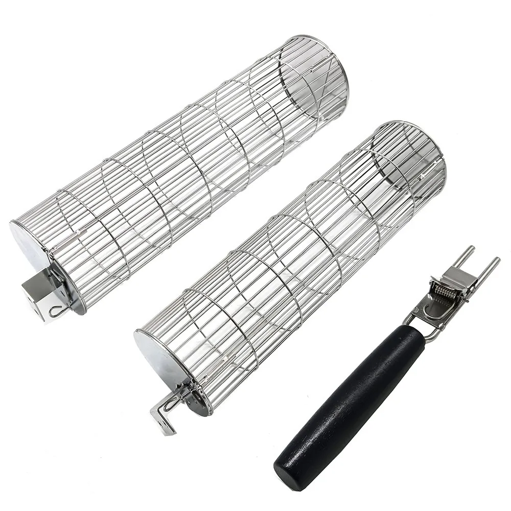 2個セット ネスティングBBQ回転バスケット 取り外し可能ハンドル付き 商品画像1