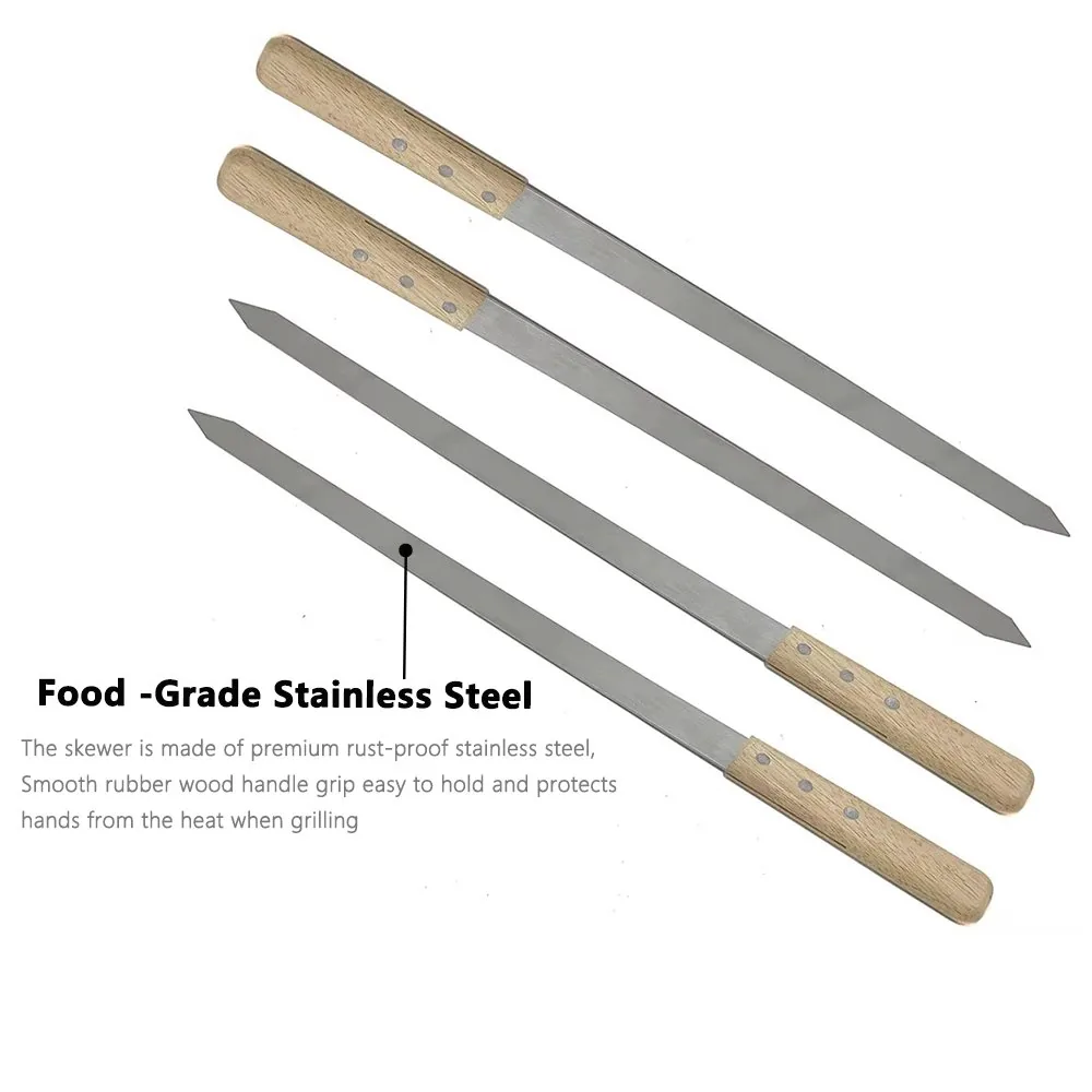 Xiên BBQ dẹt dài 23.62 inch inox 430 bộ 7 cây kèm túi - ảnh sản phẩm bán buôn 4