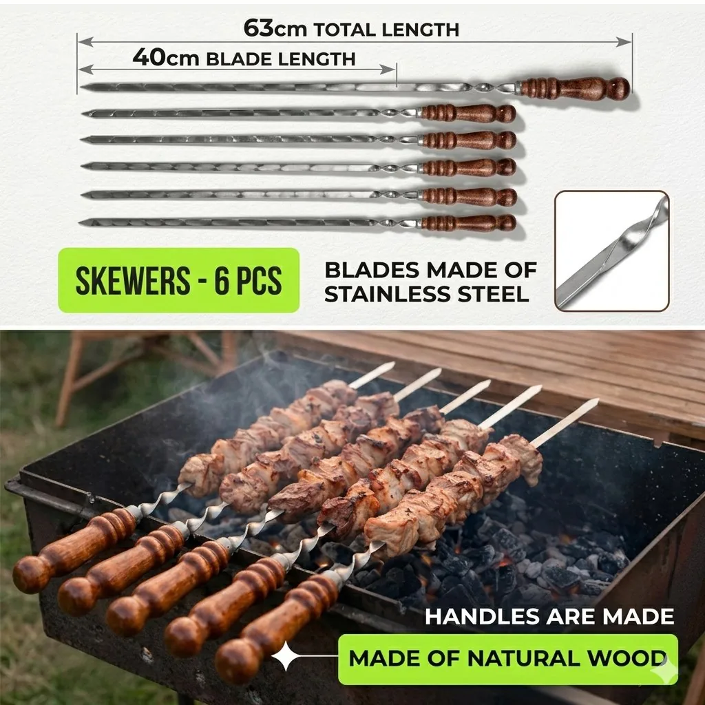 Kit da 6 spiedini per shashlik immagine 2