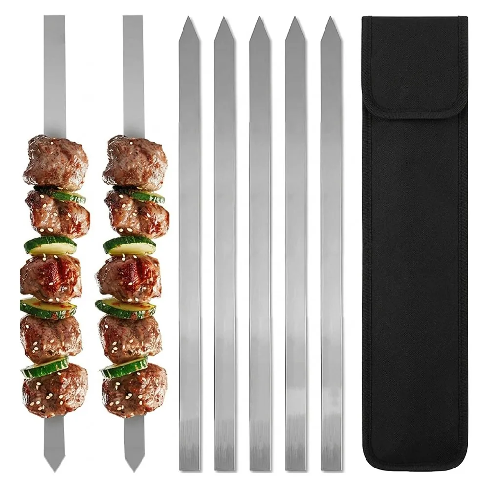 7本入りステンレスケバブ串（収納バッグ付き）卸売商品画像1