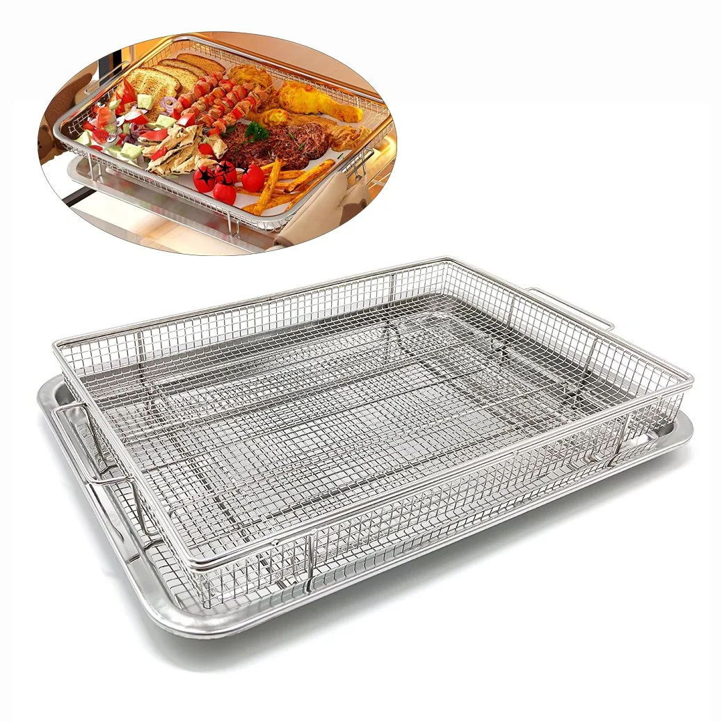 エアフライヤーバスケット＆ベーキングトレイセット（オーブン用）メッシュクリスパーバスケット 卸売商品画像1