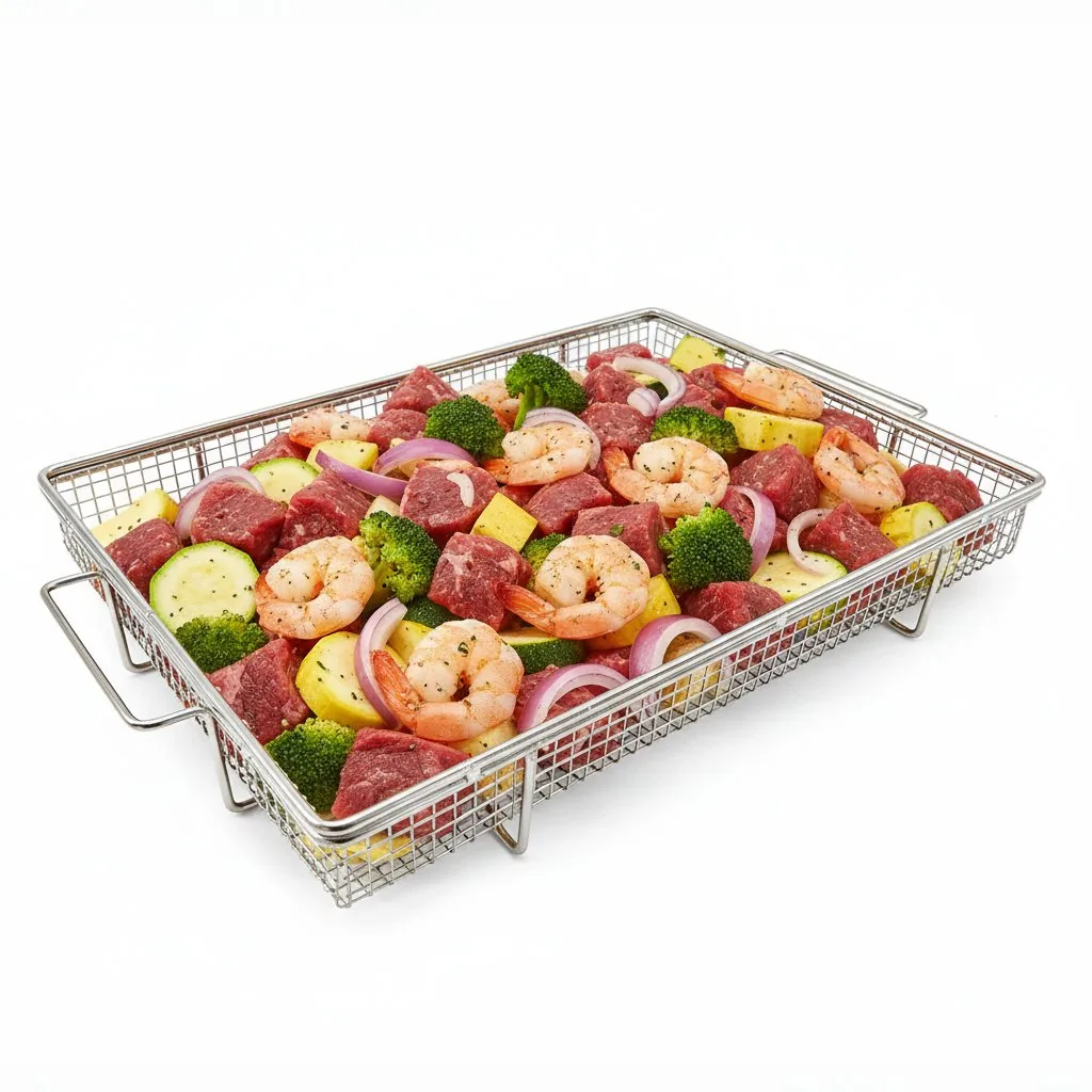 Giỏ chiên không dầu kèm khay nướng cho lò – Bộ giỏ lưới chiên giòn bán buôn hình 5