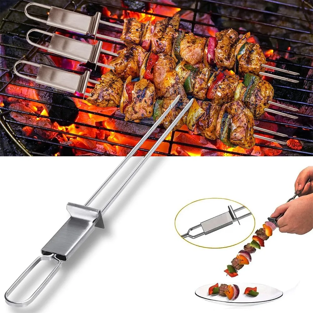 Spiedo per BBQ con spingitore – Forcella in acciaio inox immagine prodotto all'ingrosso 5
