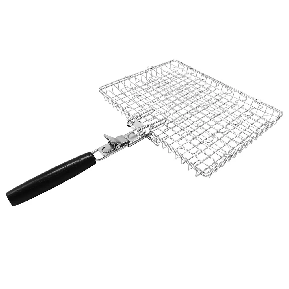 Panier de grillade pour steak BBQ avec manche en bois ergonomique image produit 4