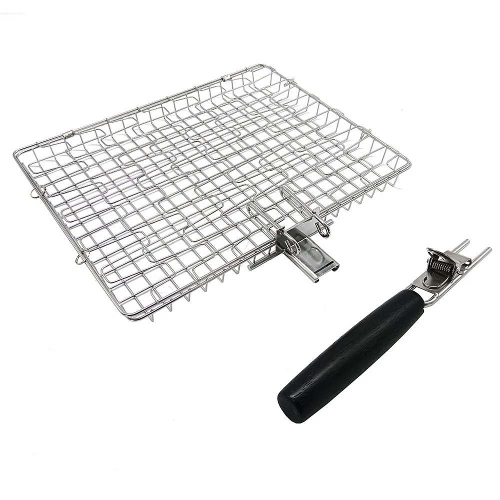 Panier de grillade pour steak BBQ avec manche en bois ergonomique image produit 5