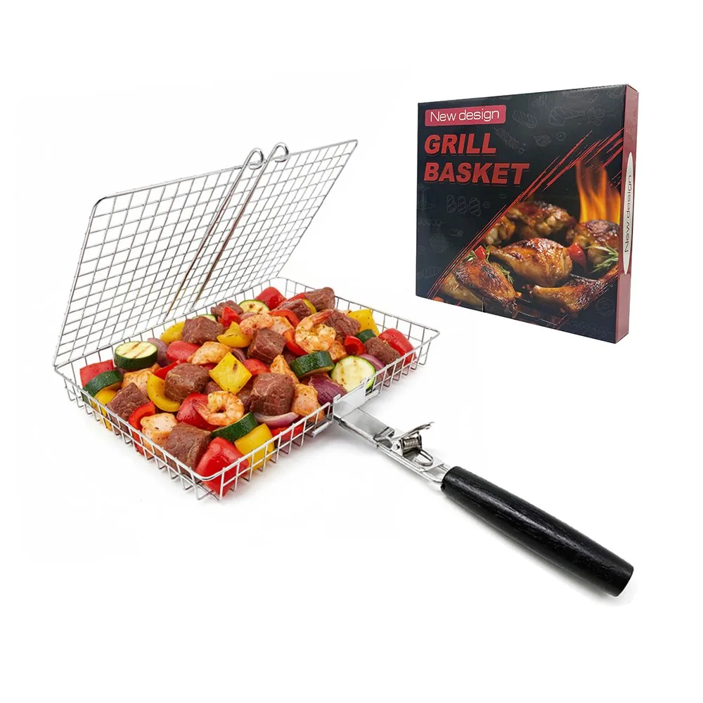 カスタムBBQグリルバスケット（取り外し可能ハンドル付き、ステンレス鋼） - 卸売商品画像1