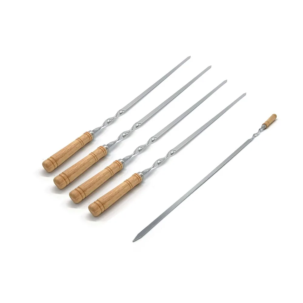 フラットメタル串 木製ハンドルグリルスティック 卸売商品画像1
