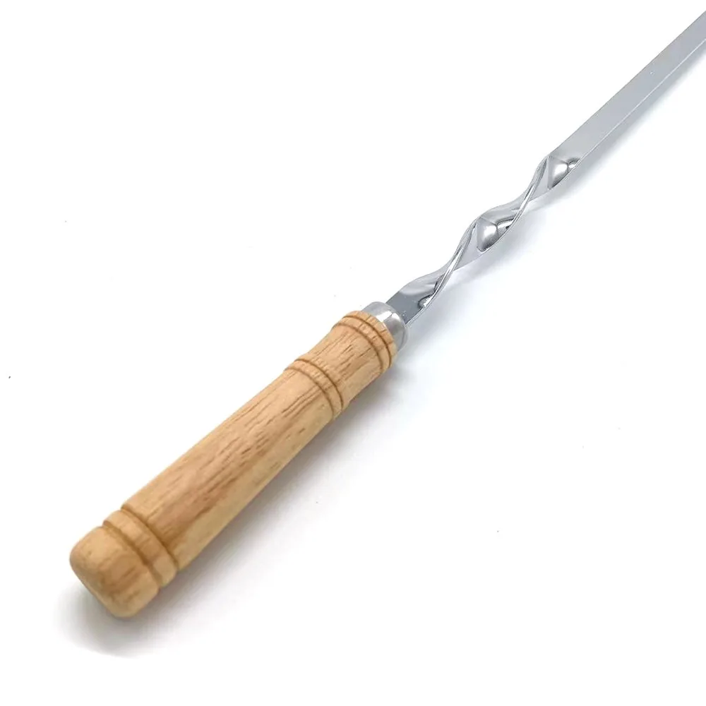 Flat Metal Skewer | Wooden Handle Grilling Sticks wholesale product image 3