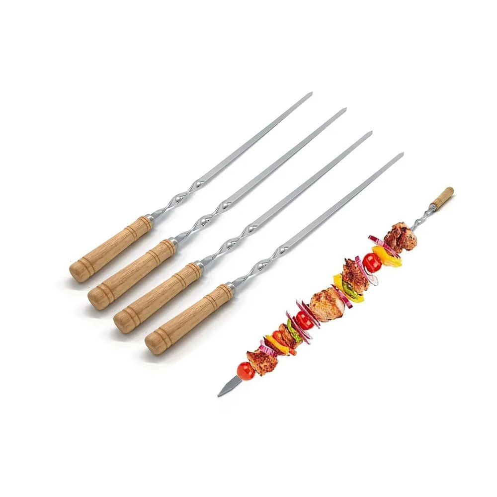 Flat Metal Skewer | Wooden Handle Grilling Sticks wholesale product image 4