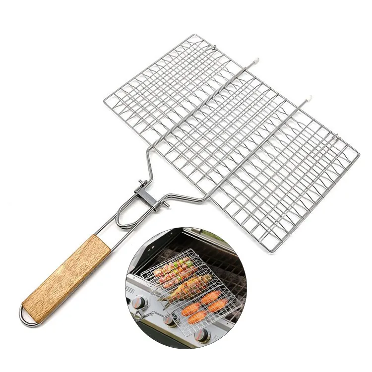 折りたたみグリルバスケット 魚・野菜用 | キャンプ用BBQアクセサリー 卸売り商品画像1