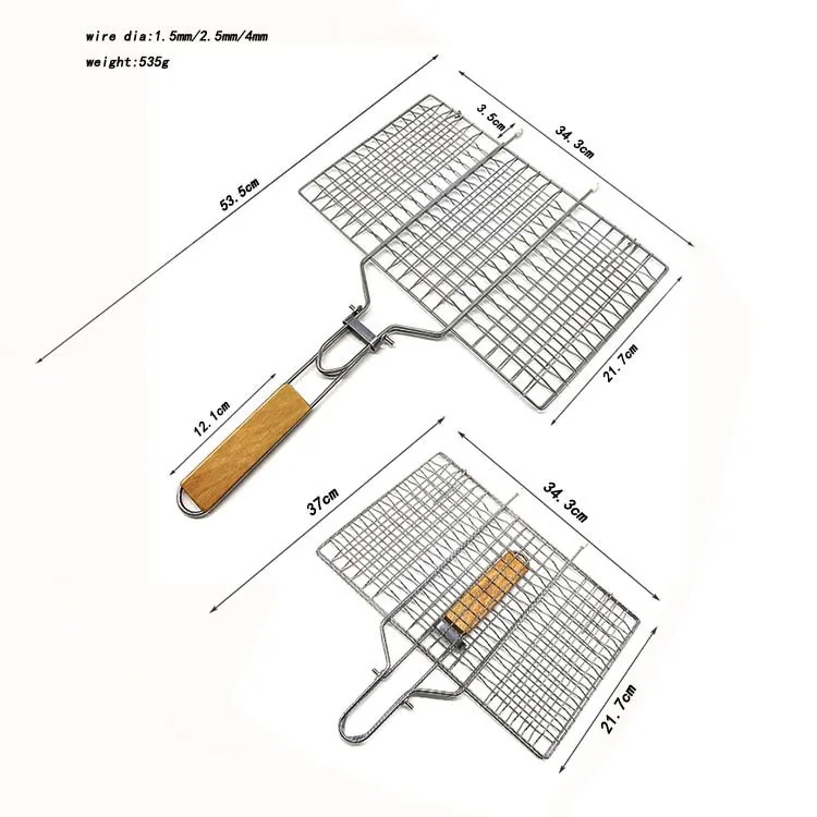 折りたたみグリルバスケット 魚・野菜用 | キャンプ用BBQアクセサリー 卸売り商品画像2