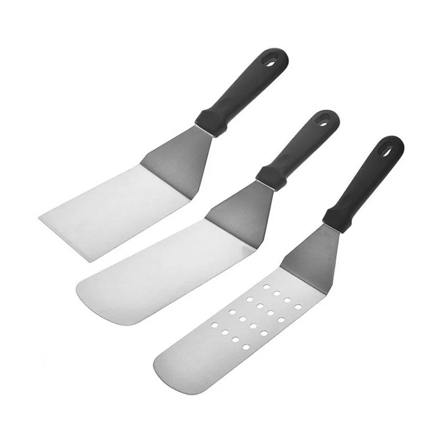 Set spatole per piastra 3 pezzi | Acciaio inox con manico PP immagine prodotto all'ingrosso 1
