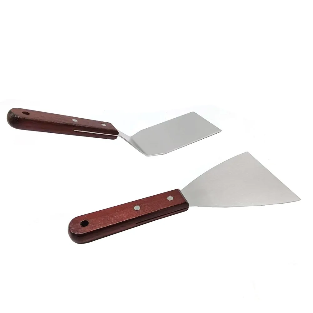 Set di spatole per piastra in acciaio inox con manico in legno immagine prodotto 1