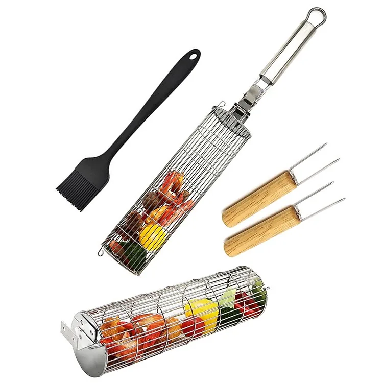 ヘビーデューティー ネスティング BBQ ローリンググリルバスケット 2個セット 卸商品画像1