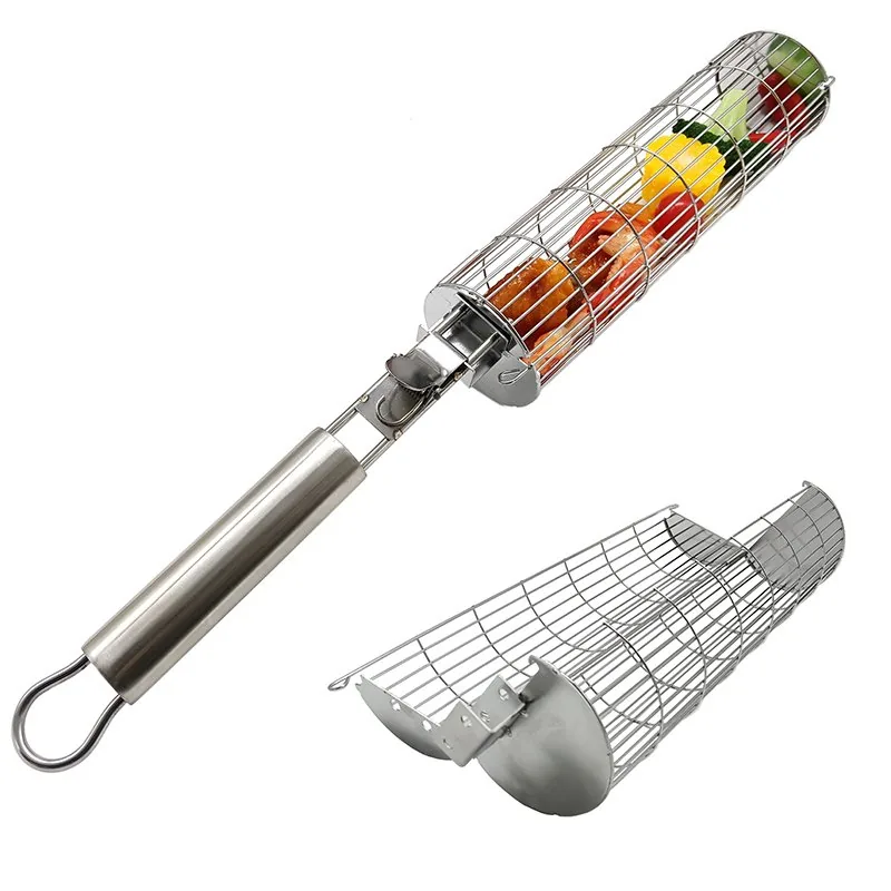 Heavy-duty Nesting BBQ Rolling Grill Baskets – 2 Pack wholesale product image 5