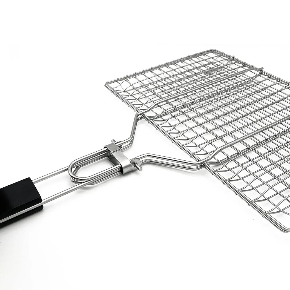 Griglia per pesce da barbecue Master Chef in acciaio inox | Manico in legno rimovibile immagine prodotto all'ingrosso 3