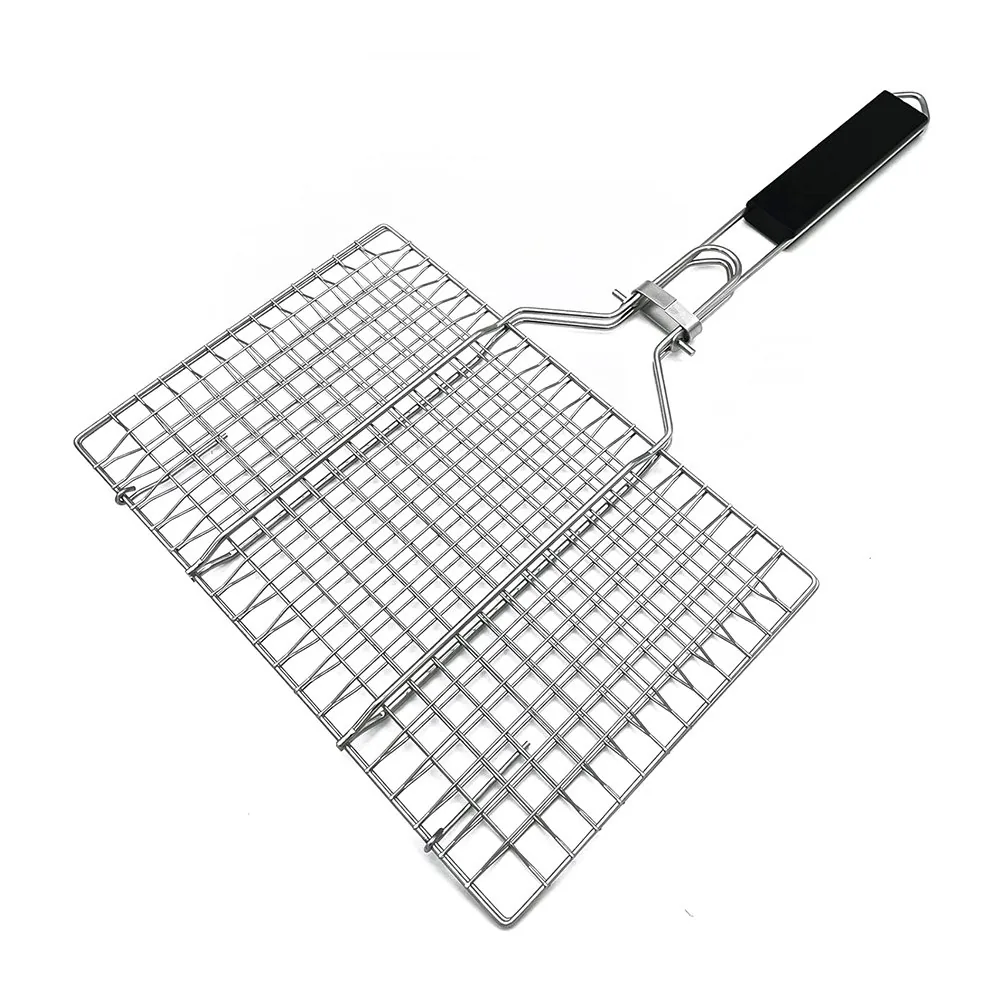 Griglia per pesce da barbecue Master Chef in acciaio inox | Manico in legno rimovibile immagine prodotto all'ingrosso 4