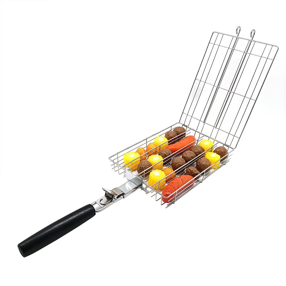 Griglia per BBQ in acciaio inox 3 scomparti con manico rimovibile immagine prodotto all'ingrosso 3