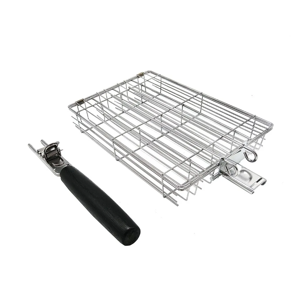 Griglia per BBQ in acciaio inox 3 scomparti con manico rimovibile immagine prodotto all'ingrosso 4