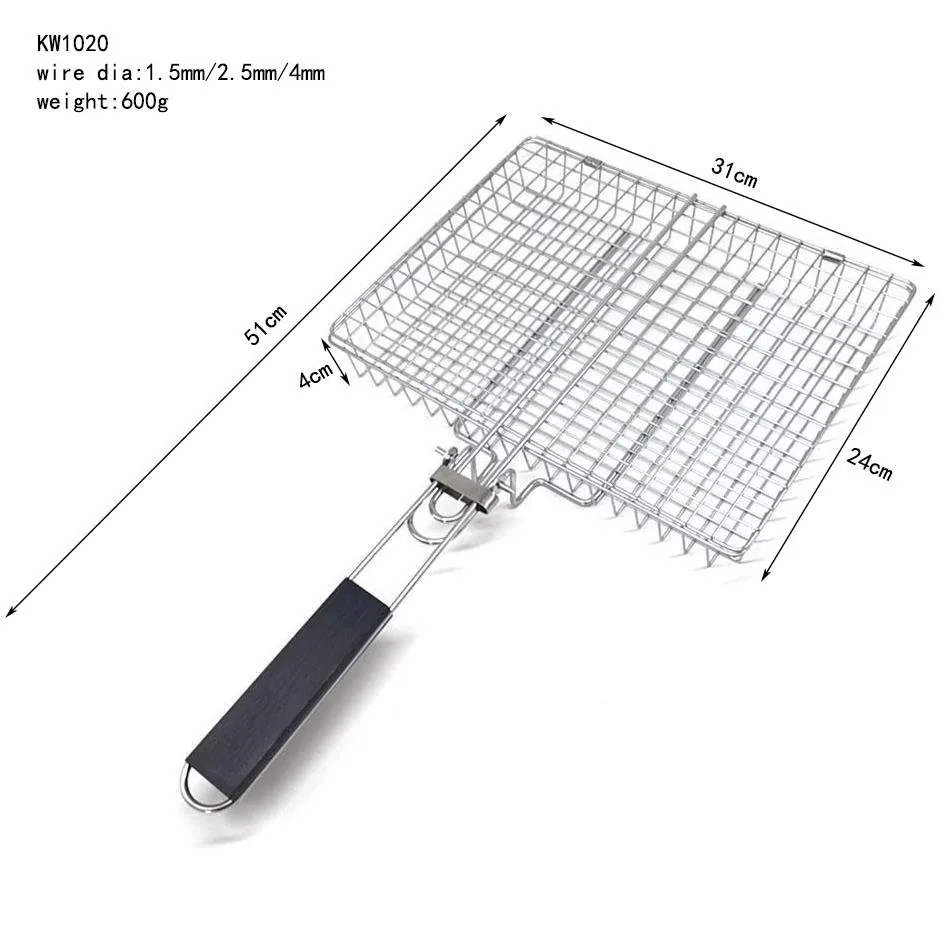 Giỏ Nướng BBQ Inox Tay Gỗ hình ảnh sản phẩm bán buôn 2