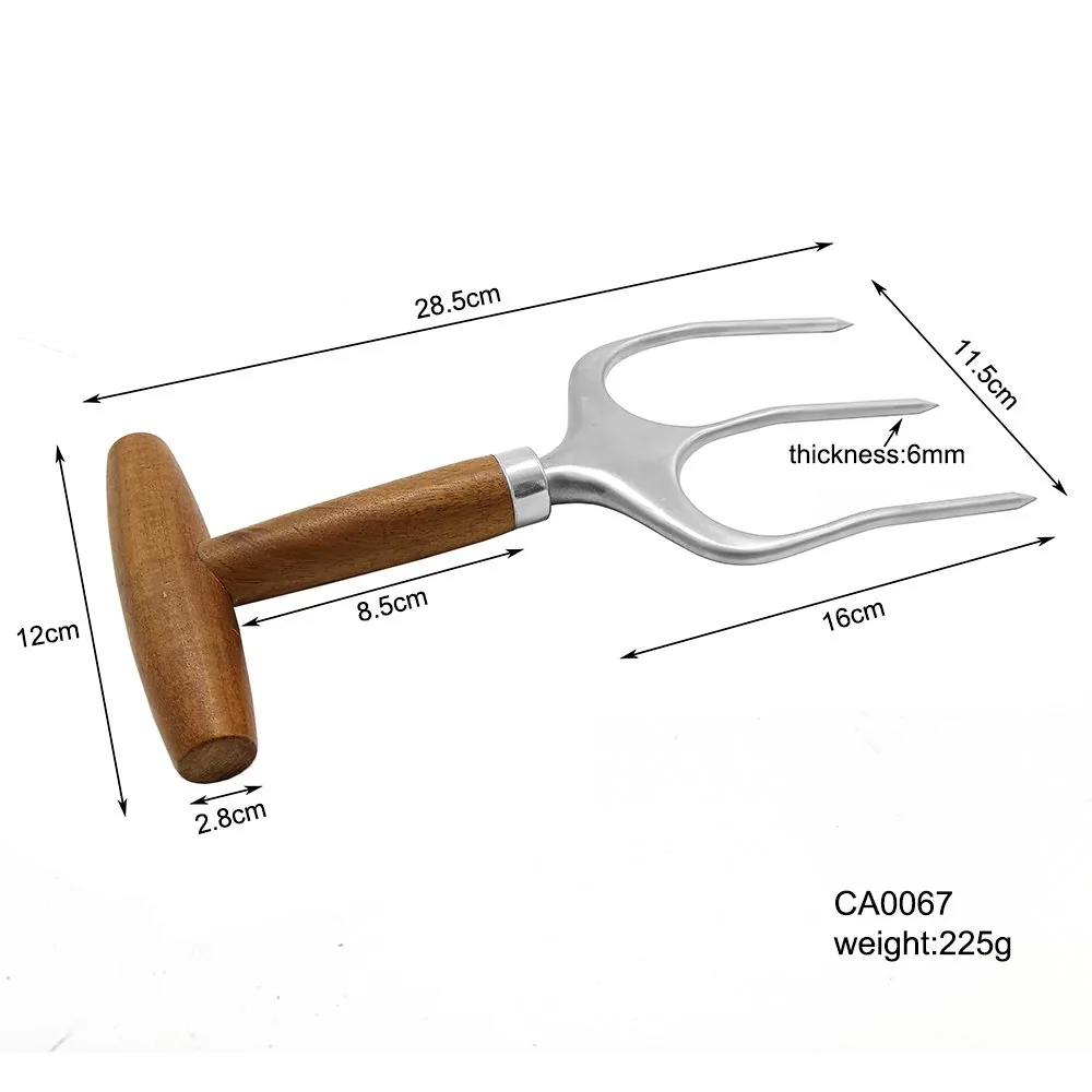Forchetta per sollevare tacchino e pollame con manico in legno – utensile professionale per carne immagine prodotto all'ingrosso 2