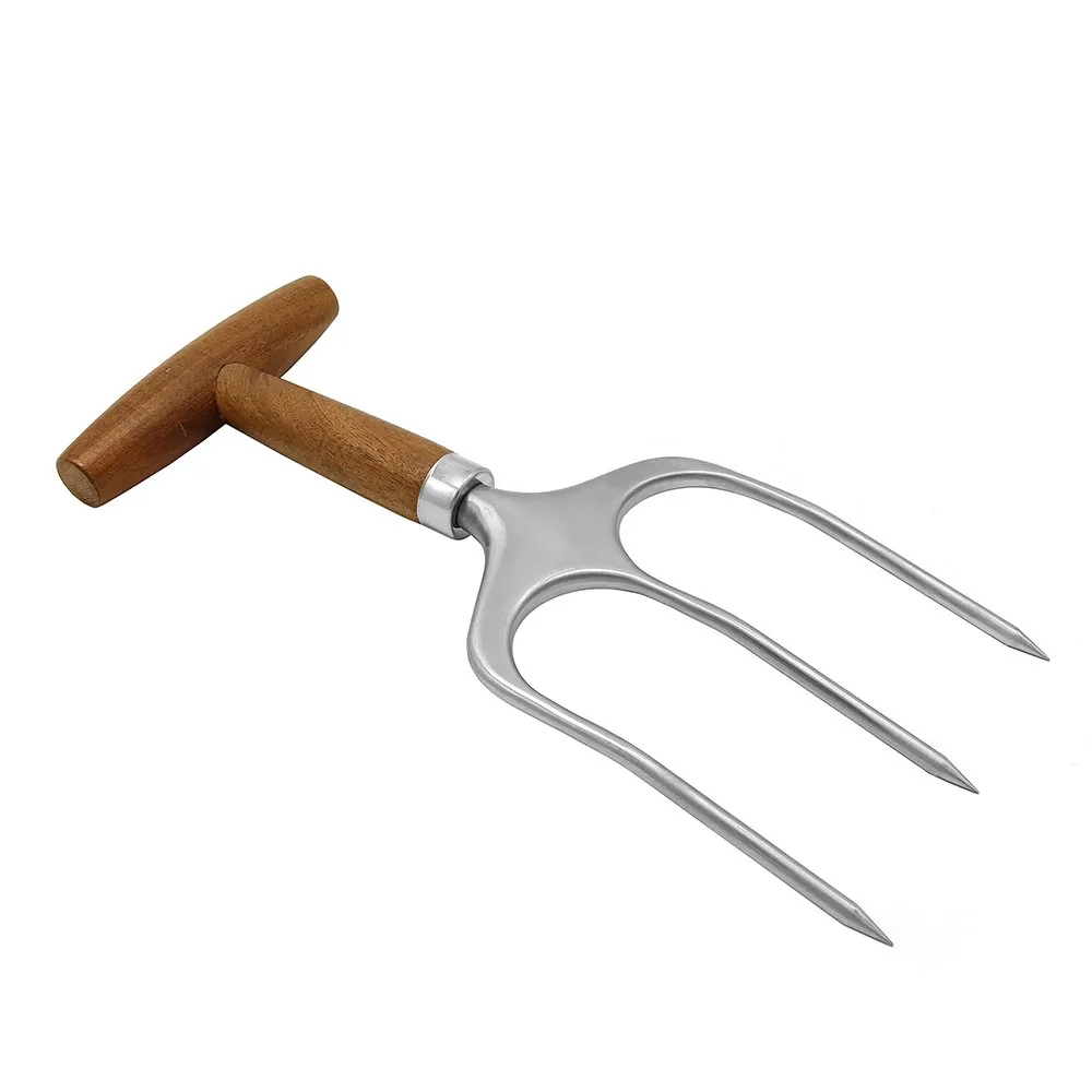 Forchetta per sollevare tacchino e pollame con manico in legno – utensile professionale per carne immagine prodotto all'ingrosso 5