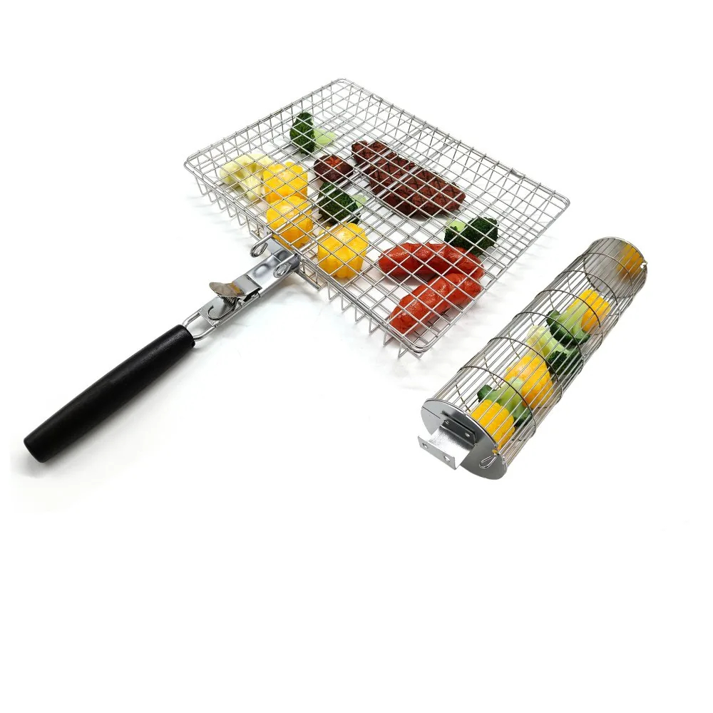 Bộ dụng cụ nướng BBQ | Giỏ nướng inox tay cầm gỗ tháo rời ảnh sản phẩm bán buôn 3