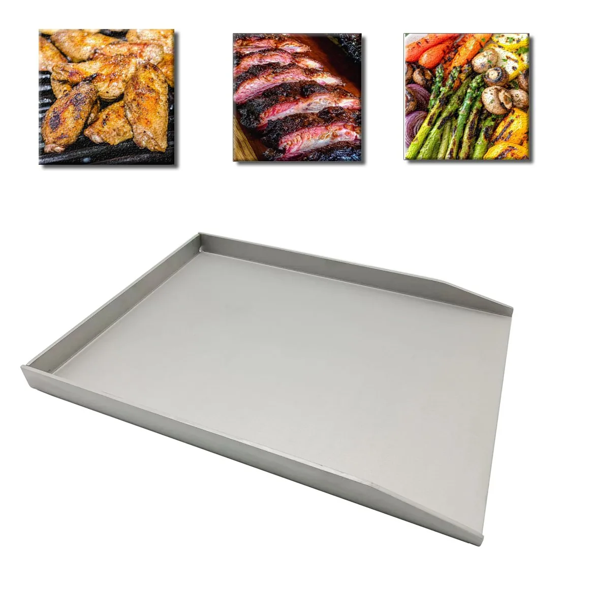 Rectangular Stainless Steel Grill Plate Set 15.75x11.81 for Gas and Charcoal Grills wholesale image 2