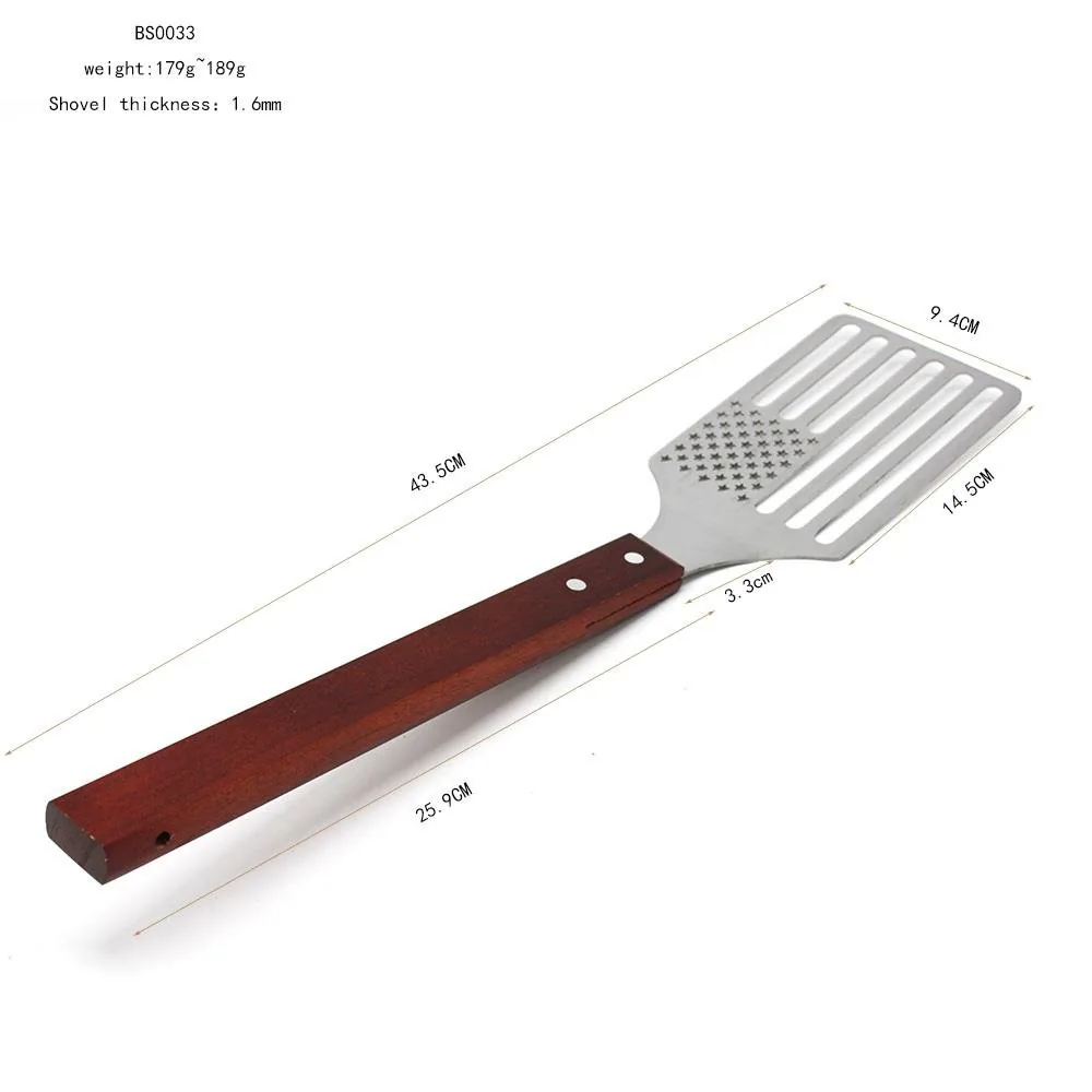 Vỉ nướng BBQ cán gỗ dao lật thịt inox ảnh sản phẩm 2