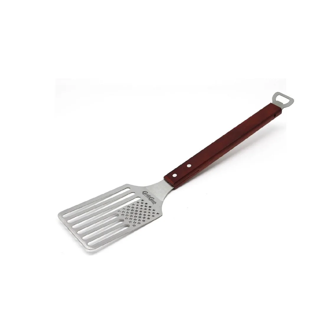 Vỉ nướng BBQ cán gỗ dao lật thịt inox ảnh sản phẩm 3